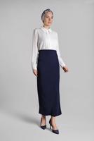 Tesettür giyim LACİVERT YÜKSEK BEL KLASİK KALEM ETEK 3912