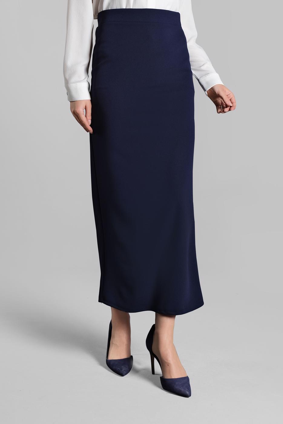 Tesettür giyim LACİVERT YÜKSEK BEL KLASİK KALEM ETEK 3912