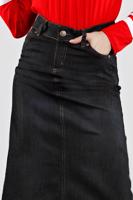 Tesettür giyim SİYAH CEPLİ DENİM ETEK 4812