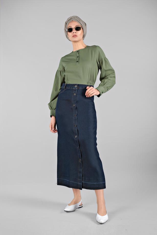 Vêtements hijab  Buttoned Denim Skirt T 6039 - TRENDTESETTÜR