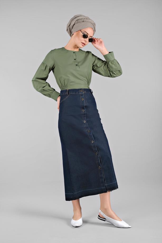 Vêtements hijab  Buttoned Denim Skirt T 6039 - TRENDTESETTÜR