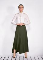 Tesettür giyim HAKİ ASİMETRİK KESİM ETEK 6189 