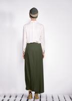 Tesettür giyim HAKİ ASİMETRİK KESİM ETEK 6189 