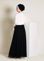 Tesettür giyim SİYAH İŞLEMELİ ŞİFON ETEK 6195