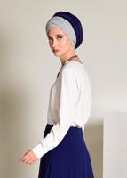 Tesettür giyim LACİVERT İŞLEMELİ ŞİFON ETEK 6195