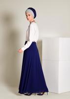 Tesettür giyim LACİVERT İŞLEMELİ ŞİFON ETEK 6195