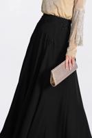 Tesettür giyim SİYAH ÇİÇEK DETAYLI ETEK 6196