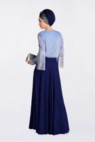 Tesettür giyim LACİVERT ÇİÇEK DETAYLI ETEK 6196