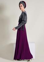 Tesettür giyim MÜRDÜM ÇİÇEK DETAYLI ETEK 6196