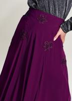 Tesettür giyim MÜRDÜM ÇİÇEK DETAYLI ETEK 6196