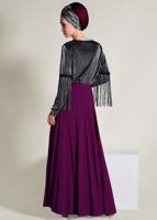 Tesettür giyim MÜRDÜM ÇİÇEK DETAYLI ETEK 6196