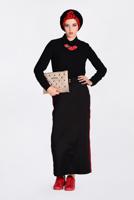 Tesettür giyim SİYAH YANLARI ŞERİTLİ ETEK 6200