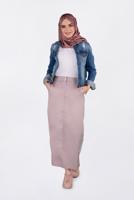 Tesettür giyim PUDRA YANLARI ŞERİTLİ ETEK 6200