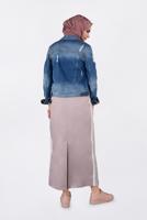 Tesettür giyim PUDRA YANLARI ŞERİTLİ ETEK 6200