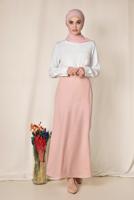Tesettür giyim PUDRA İNCİ DETAYLI YÜKSEK BEL ETEK 6203
