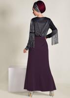 Tesettür giyim MÜRDÜM TAŞ DETAYLI BALIK ETEK 6204 