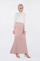 Tesettür giyim PUDRA TAŞ DETAYLI BALIK ETEK 6204 