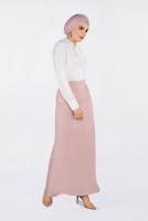 Tesettür giyim PUDRA TAŞ DETAYLI BALIK ETEK 6204 