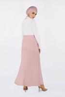 Tesettür giyim PUDRA TAŞ DETAYLI BALIK ETEK 6204 