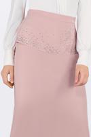 Tesettür giyim PUDRA TAŞ DETAYLI BALIK ETEK 6204 