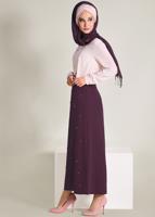 Tesettür giyim BORDO İNCİ DETAYLI A KESİM ETEK 6211