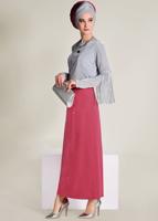 Tesettür giyim MERCAN İNCİ DETAYLI A KESİM ETEK 6211