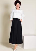 Tesettür giyim SİYAH BELİ BAĞCIKLI CEPLİ ETEK 6214 