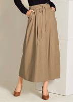 Tesettür giyim KAHVE BELİ BAĞCIKLI CEPLİ ETEK 6214 