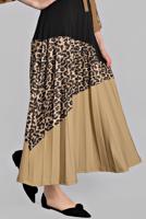 Tesettür giyim SİYAH PİLELİ LEOPAR DESENLİ ETEK 6911 