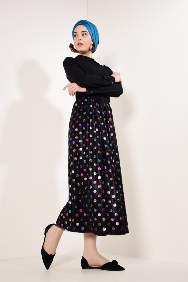 Vêtements hijab  T 7315 Puantiye Desenli Jakar  Etek-Zamane - TRENDTESETTÜR