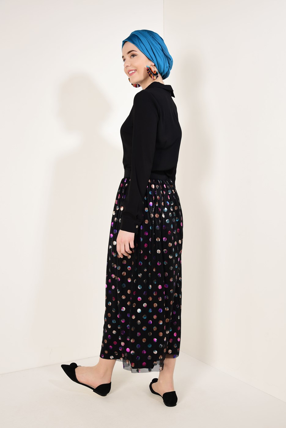 Vêtements hijab NOIR T 7315 Puantiye Desenli Jakar  Etek-Zamane