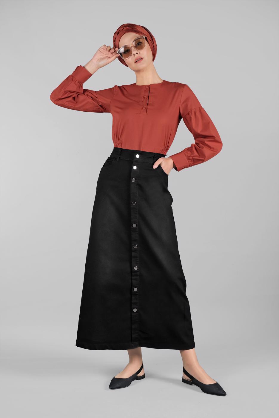 Vêtements hijab NOIR Jupe T 8032 