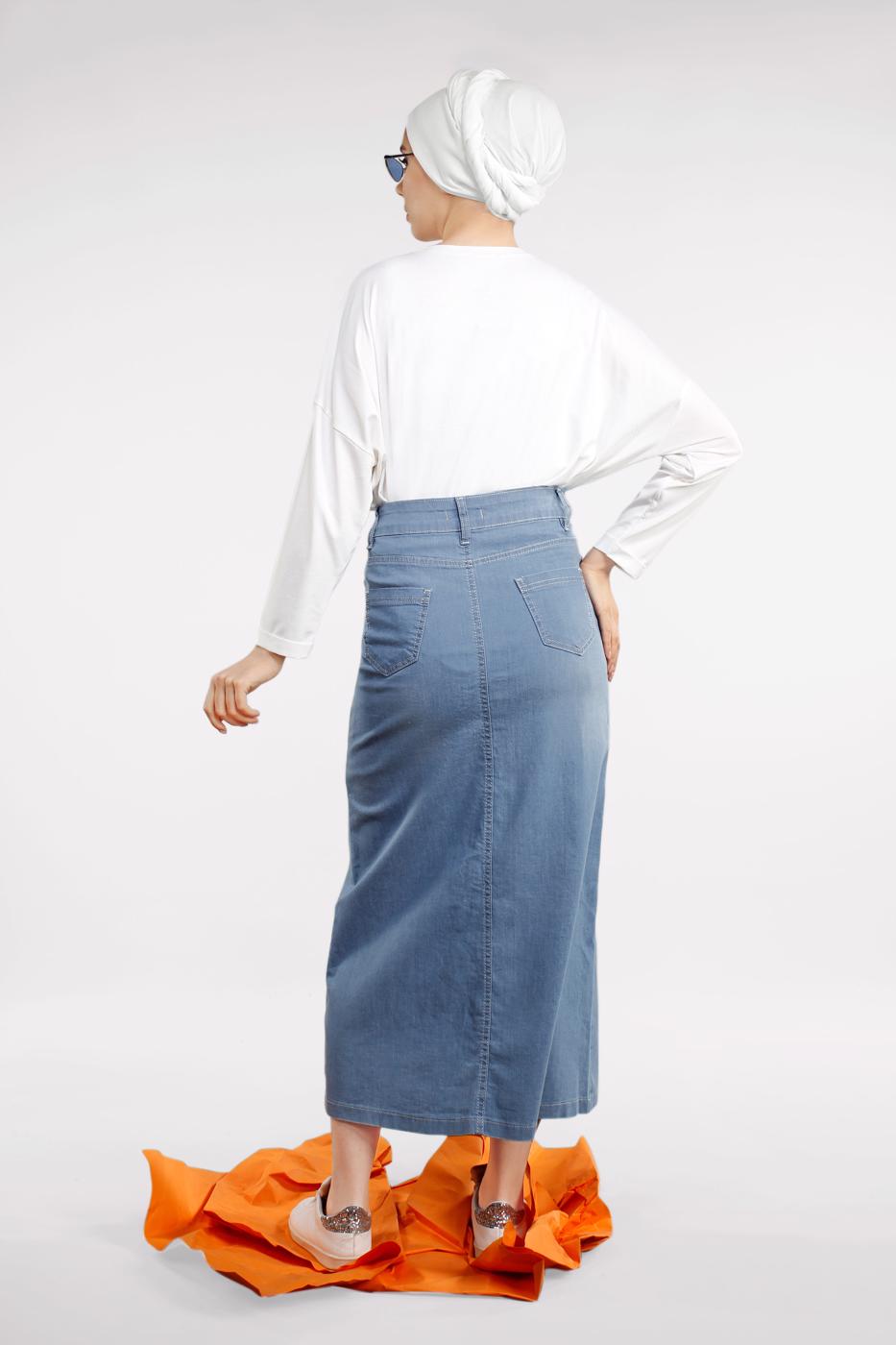 Vêtements hijab BLEU Jupe T 8032 