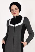 Tesettür giyim SİYAH  FERMUARLI CEPLİ EŞOFMAN FERACE 1838