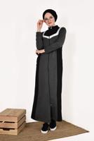 Tesettür giyim SİYAH  FERMUARLI CEPLİ EŞOFMAN FERACE 1838