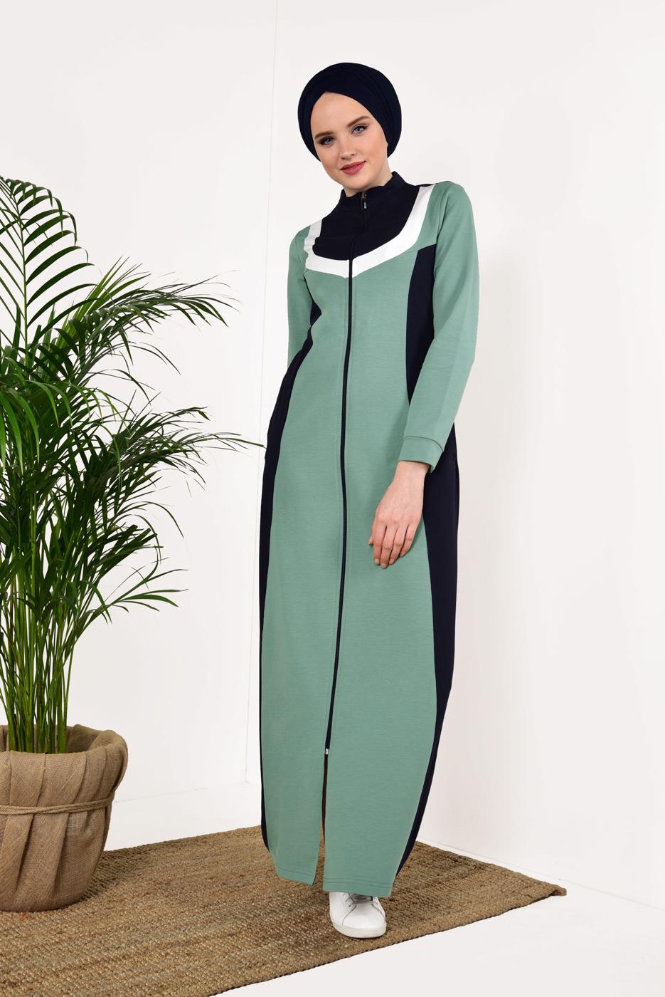 Tesettür giyim LACİVERT  FERMUARLI CEPLİ EŞOFMAN FERACE 1838