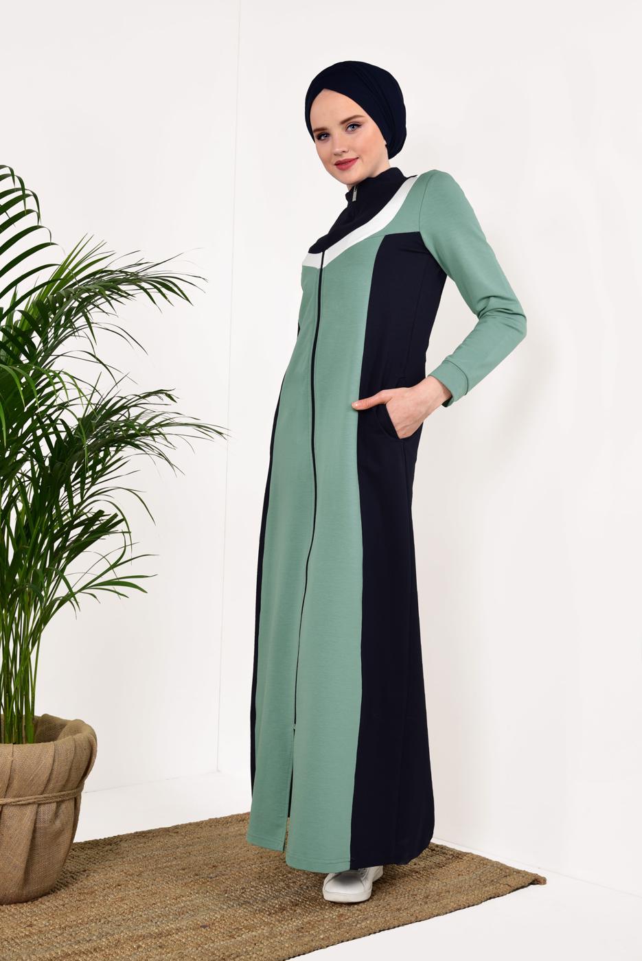 Tesettür giyim LACİVERT  FERMUARLI CEPLİ EŞOFMAN FERACE 1838