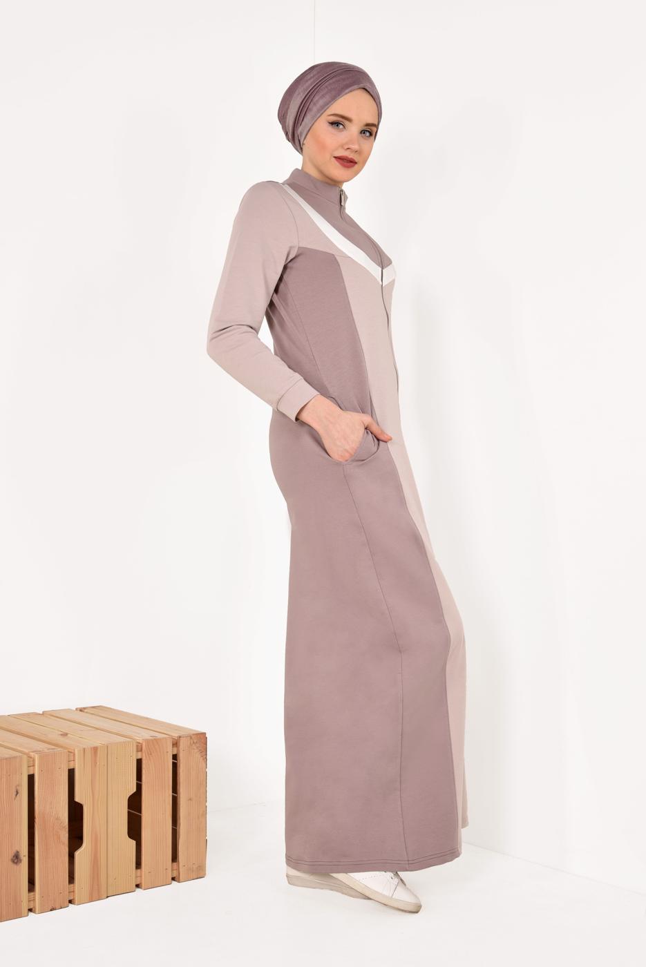 Hijab clothing BROWN ZIPPED SPORT TOPCOAT 1838