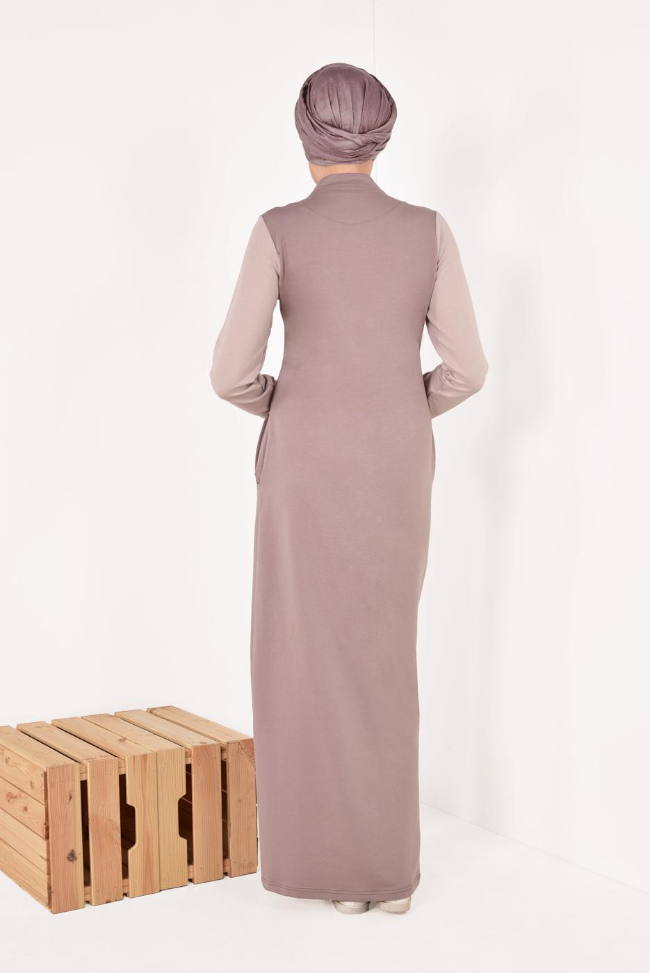 Hijab clothing BROWN ZIPPED SPORT TOPCOAT 1838