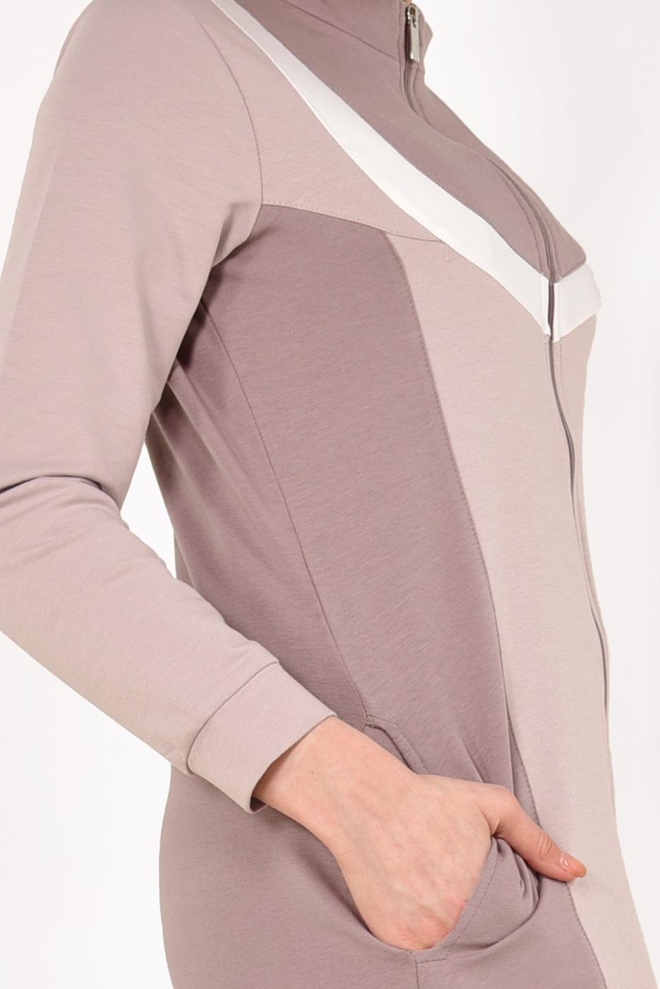 Hijab clothing BROWN ZIPPED SPORT TOPCOAT 1838