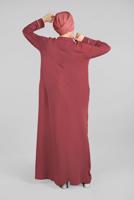 Tesettür giyim KAHVE  BİYELİ FERMUARLI FERACE 10206 