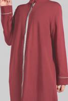 Tesettür giyim KAHVE  BİYELİ FERMUARLI FERACE 10206 
