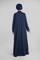 Tesettür giyim LACİVERT  BİYELİ FERMUARLI FERACE 10206 