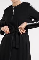 Tesettür giyim SİYAH KOLLARI PUL PAYET ŞERİTLİ BELİ KUŞAKLI FERACE 51991