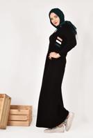 Tesettür giyim SİYAH FERMUARLI KAPÜŞONLU İKİ YANI CEPLİ EŞOFMAN FERACE 0338