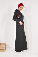 Tesettür giyim GRİ FERMUARLI KAPÜŞONLU İKİ YANI CEPLİ EŞOFMAN FERACE 0338