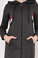 Tesettür giyim GRİ FERMUARLI KAPÜŞONLU İKİ YANI CEPLİ EŞOFMAN FERACE 0338