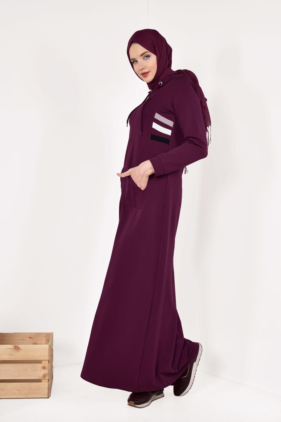Vêtements hijab ROUGE BORDEAUX Abaya T 0338