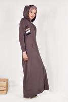 Tesettür giyim KAHVE FERMUARLI KAPÜŞONLU İKİ YANI CEPLİ EŞOFMAN FERACE 0338