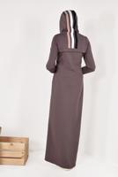 Tesettür giyim KAHVE FERMUARLI KAPÜŞONLU İKİ YANI CEPLİ EŞOFMAN FERACE 0338